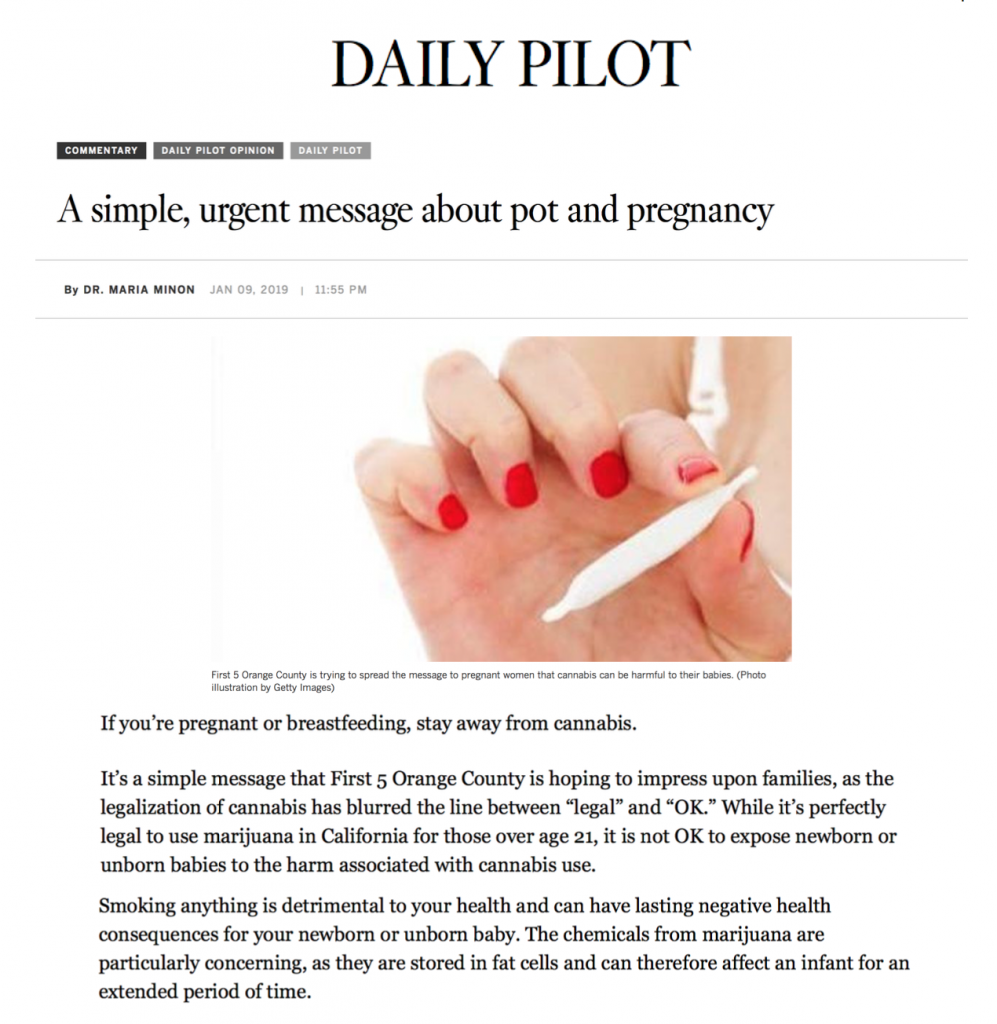 First 5 OC Voices A simple, urgent message about pot and pregnancy