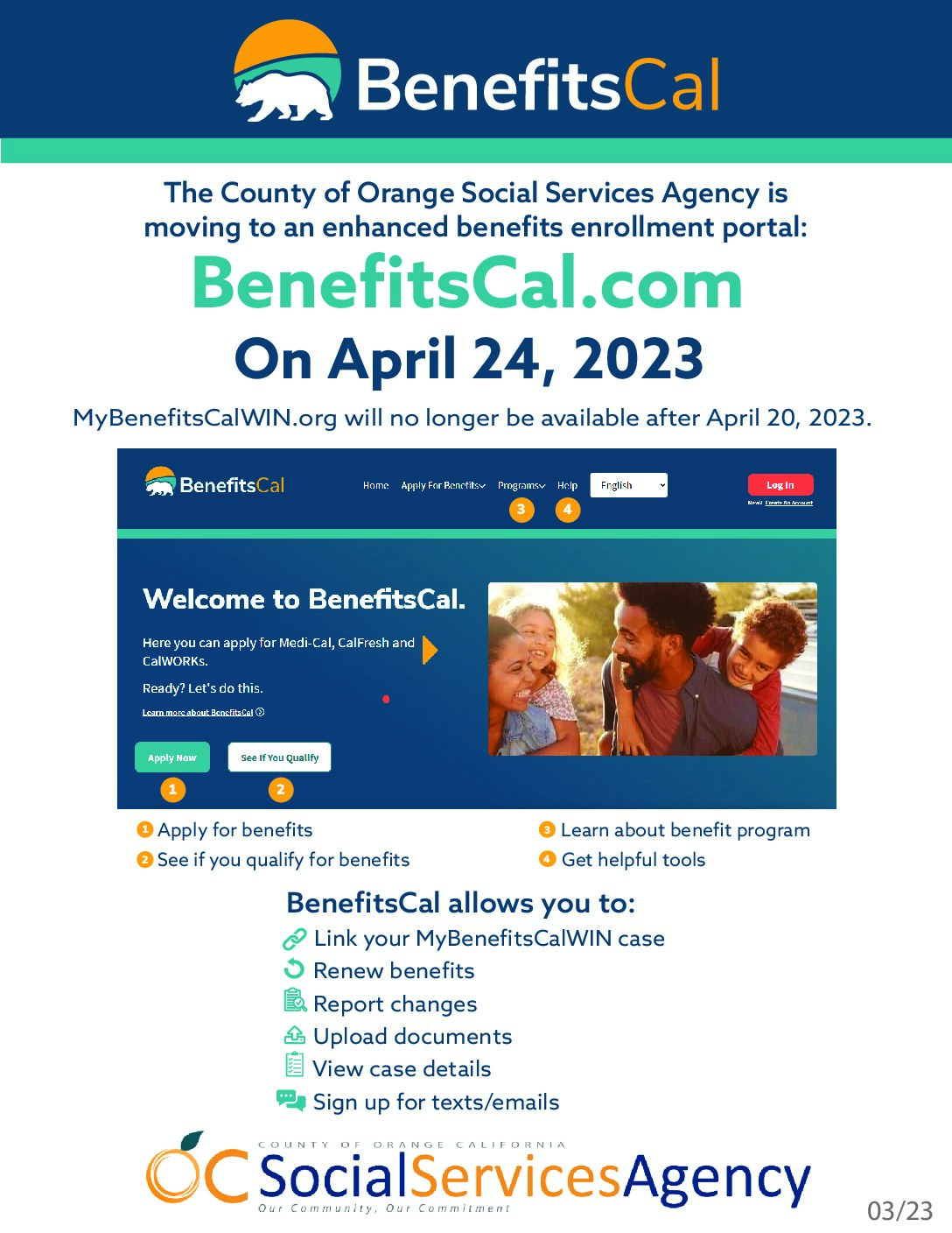 Orange County’s BenefitsCal portal is open