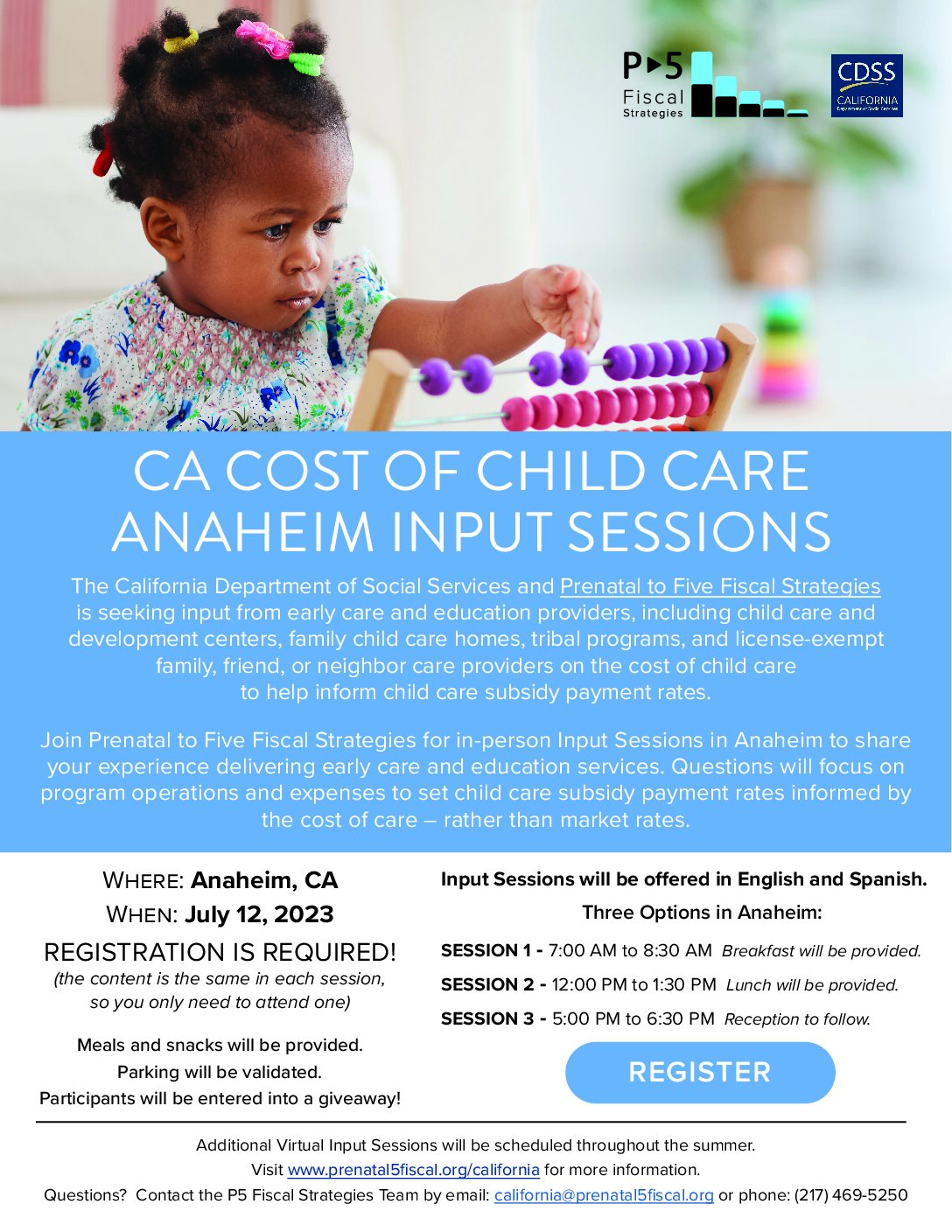 Join the upcoming California cost﻿of child care Anaheim input sessions