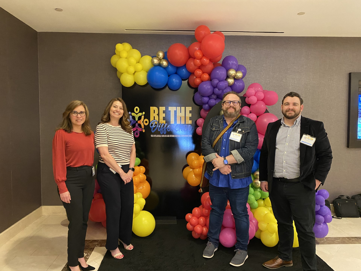 OC Fatherhood Coalition members attend the National Fathers and Families Conference in L.A. on April 23. First 5 OC Program Officer Andrew Montejo is pictured with three staff members from Child Support Services. 