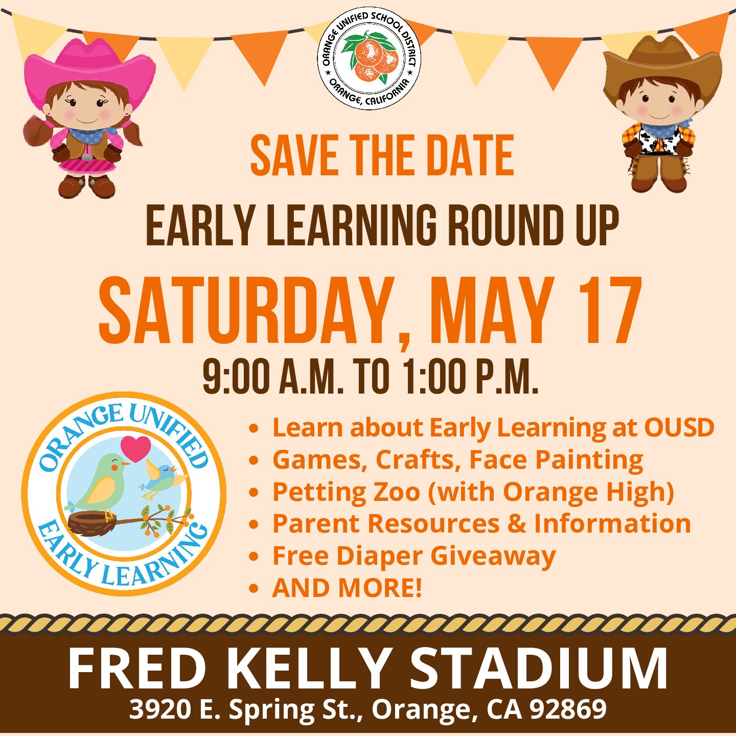 Orange Unified School District’s Early Learning Roundup to be held May 17