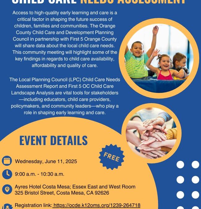 Join us on June 11 for a community meeting about child care needs data