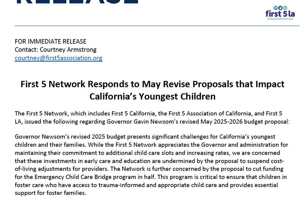 First 5 Network Responds to Proposed Budget
